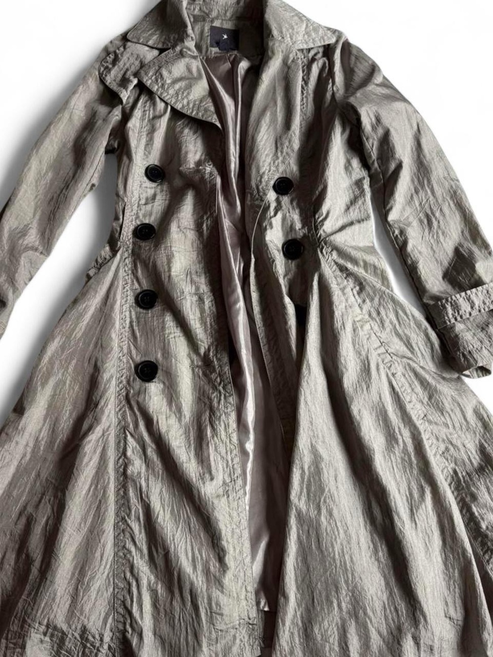 Vintage Forever 21 Light Gray Double-Breasted Trench Coat